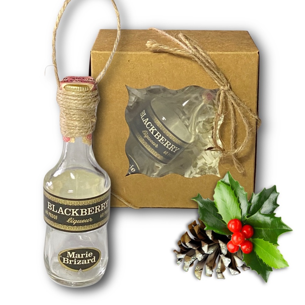 Marie Brizard Blackberry Liqueur Artisan Vintage Glass Bottle Ornament